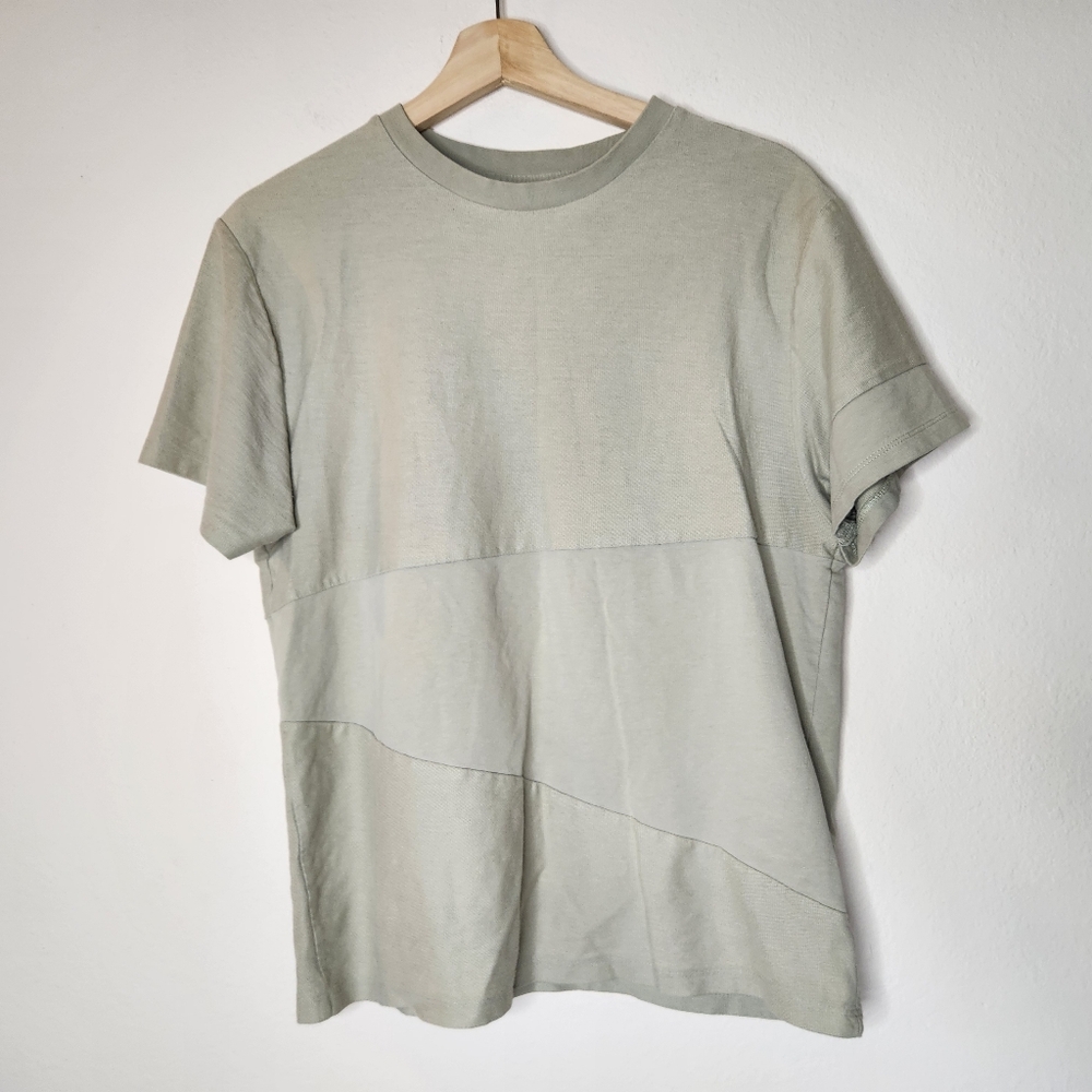 Public Supply Mens Medium Beige Asymmetrical Short Sleeve Shirt